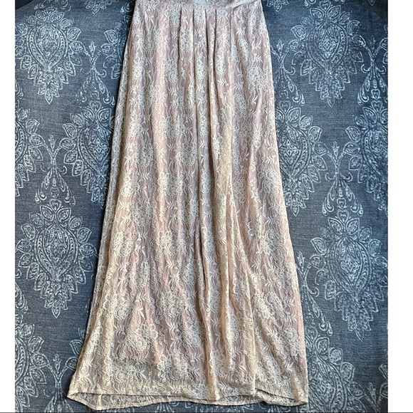 Lulus Stolen Moments Dusty Pink Lace-Up Lace Maxi Dress Size XL - Picture 8 of 14